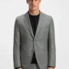 Micro-patterned slim-fit jacket in virgin wool Micro-patterned slim-fit jacket in virgin wool