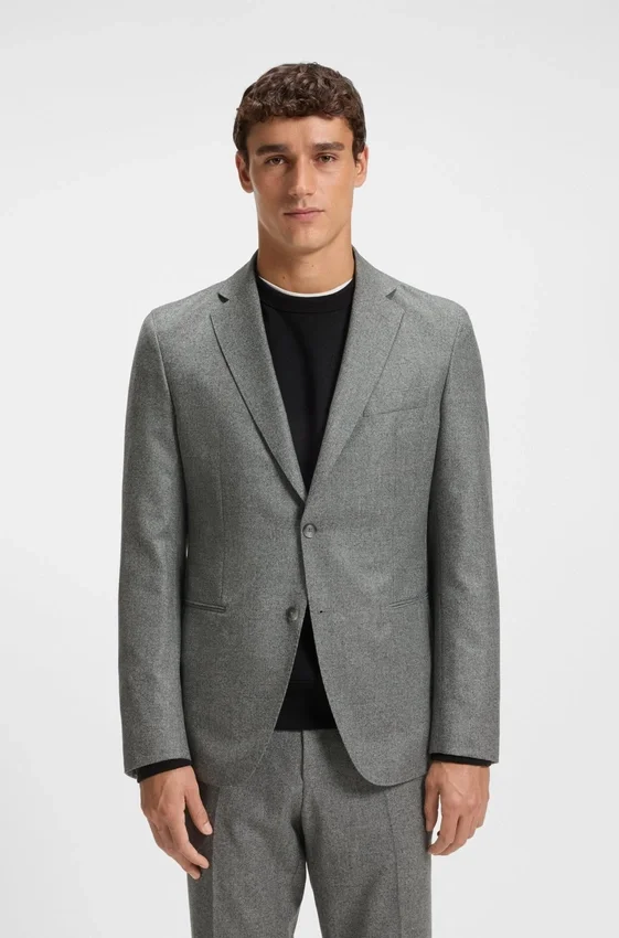 Micro-patterned slim-fit jacket in virgin wool Micro-patterned slim-fit jacket in virgin wool