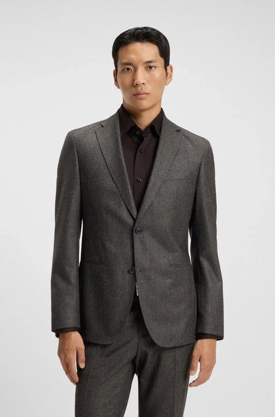 Micro-patterned slim-fit jacket in virgin wool Micro-patterned slim-fit jacket in virgin wool