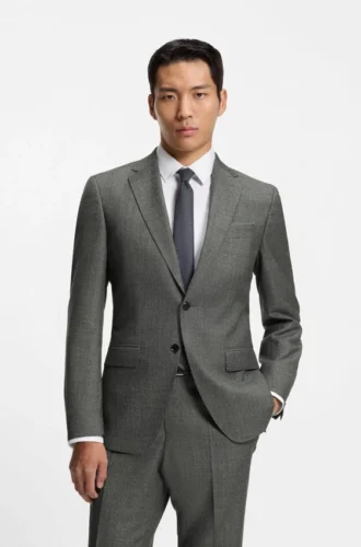 Micro-patterned slim-fit jacket in virgin wool Micro-patterned slim-fit jacket in virgin wool