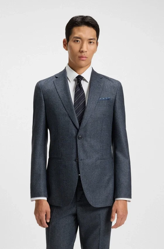 Micro-patterned slim-fit jacket in virgin wool Micro-patterned slim-fit jacket in virgin wool