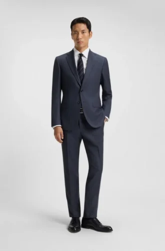 Micro-patterned slim-fit jacket in virgin wool