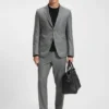 Micro-patterned slim-fit jacket in virgin wool Micro-patterned slim-fit jacket in virgin wool