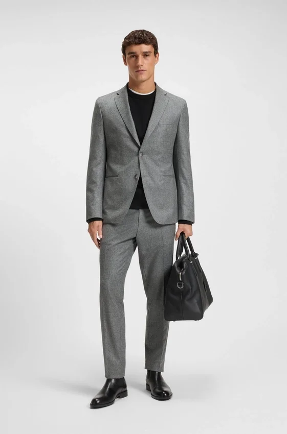 Micro-patterned slim-fit jacket in virgin wool Micro-patterned slim-fit jacket in virgin wool