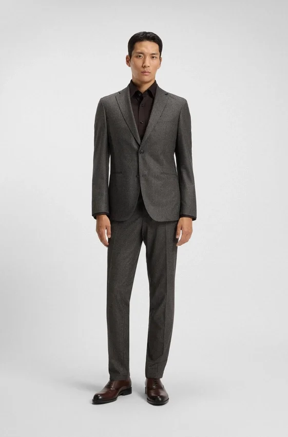 Micro-patterned slim-fit jacket in virgin wool Micro-patterned slim-fit jacket in virgin wool