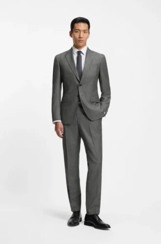 Micro-patterned slim-fit jacket in virgin wool Micro-patterned slim-fit jacket in virgin wool