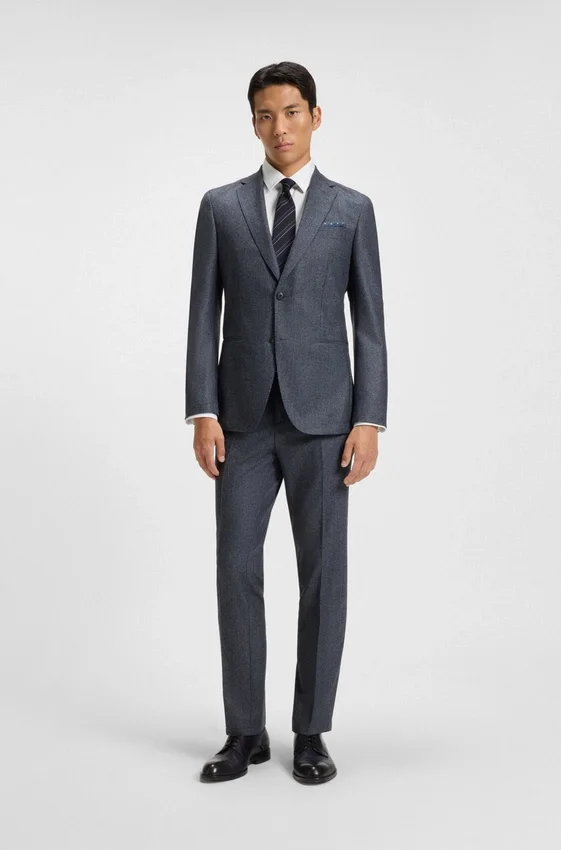 Micro-patterned slim-fit jacket in virgin wool Micro-patterned slim-fit jacket in virgin wool