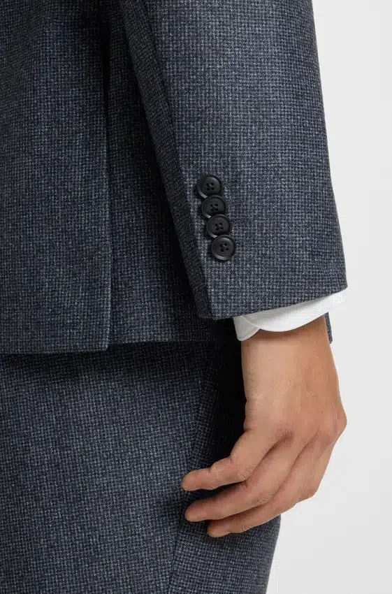 Micro-patterned slim-fit jacket in virgin wool Micro-patterned slim-fit jacket in virgin wool