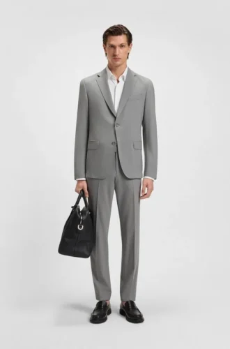 Micro-patterned slim-fit suit in stretch cloth