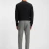 Micro-patterned slim-fit trousers in virgin wool
