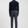 Micro-patterned slim-fit trousers in virgin wool