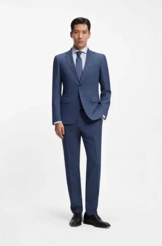 Micro-patterned two-piece slim-fit suit in stretch cloth