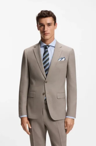 Micro-patterned two-piece slim-fit suit in stretch cloth