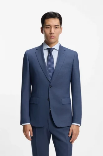 Micro-patterned two-piece slim-fit suit in stretch cloth