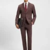 Micro-patterned two-piece slim-fit suit in virgin wool