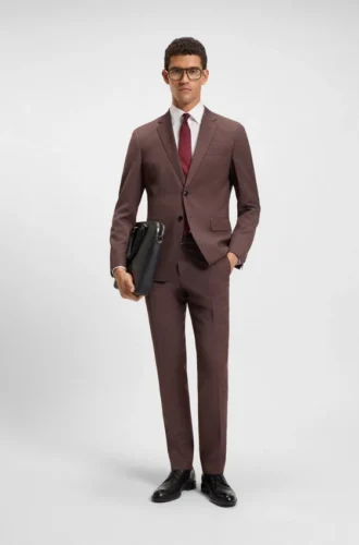 Micro-patterned two-piece slim-fit suit in virgin wool