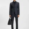 Micro-patterned two-piece slim-fit suit in virgin wool