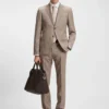 Micro-patterned two-piece slim-fit suit in virgin wool Micro-patterned two-piece slim-fit suit in virgin wool