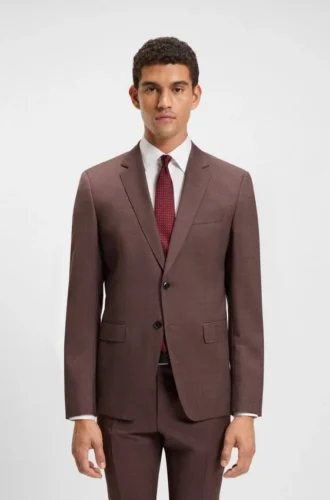 Micro-patterned two-piece slim-fit suit in virgin wool