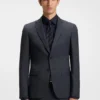 Micro-patterned two-piece slim-fit suit in virgin wool