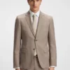 Micro-patterned two-piece slim-fit suit in virgin wool Micro-patterned two-piece slim-fit suit in virgin wool
