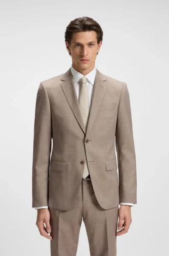 Micro-patterned two-piece slim-fit suit in virgin wool