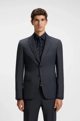 Micro-patterned two-piece slim-fit suit in virgin wool