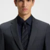 Micro-patterned two-piece slim-fit suit in virgin wool