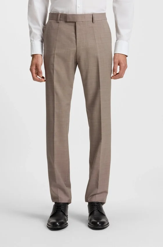 Micro-patterned two-piece slim-fit suit in virgin wool Micro-patterned two-piece slim-fit suit in virgin wool