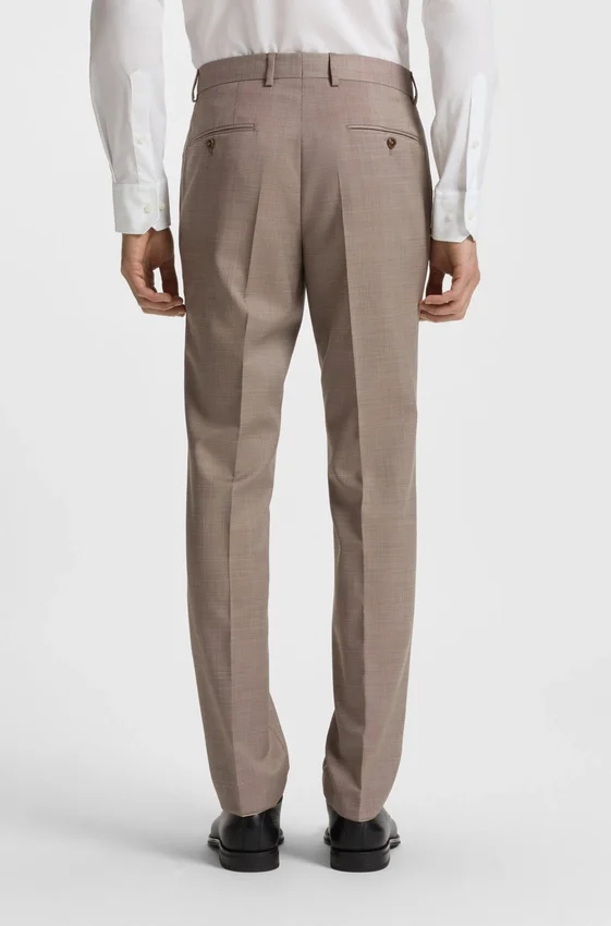 Micro-patterned two-piece slim-fit suit in virgin wool Micro-patterned two-piece slim-fit suit in virgin wool
