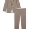 Micro-patterned two-piece slim-fit suit in virgin wool Micro-patterned two-piece slim-fit suit in virgin wool