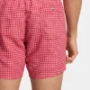 Micro-print swim trunks with logo patch