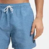 Micro-print swim trunks with logo patch