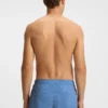 Micro-print swim trunks with logo patch