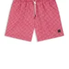 Micro-print swim trunks with logo patch