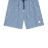 Micro-print swim trunks with logo patch