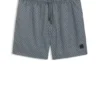 Micro-print swim trunks with logo patch