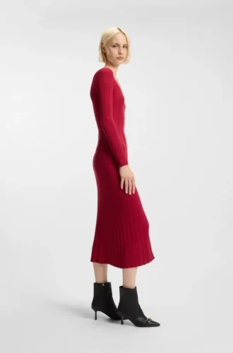 Midi dress with irregular rib