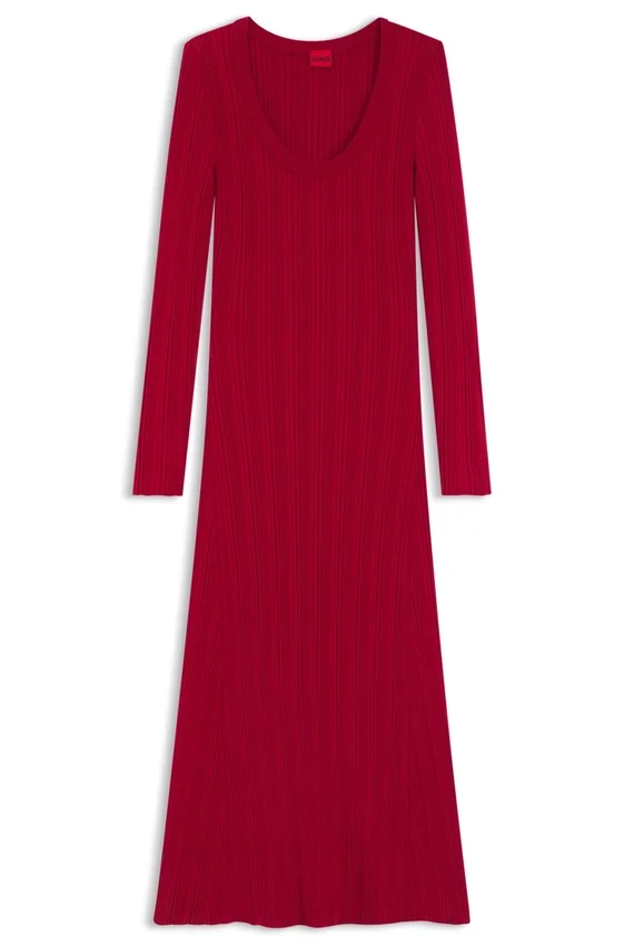 Midi dress with irregular rib Midi dress with irregular rib