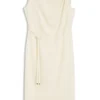 Midi-length dress with gathered shoulder detail Midi-length dress with gathered shoulder detail