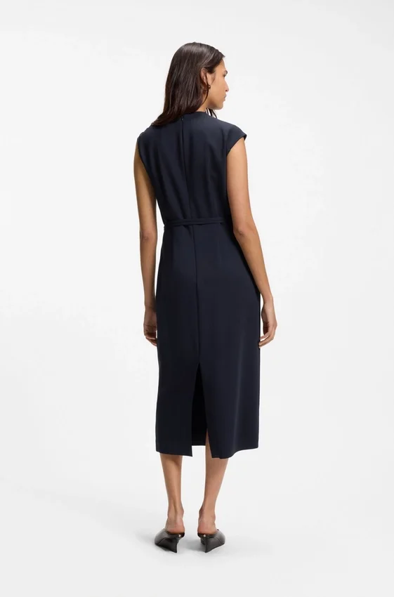 Midi-length dress with gathered shoulder detail Midi-length dress with gathered shoulder detail