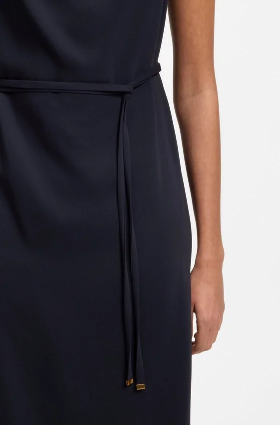 Midi-length dress with gathered shoulder detail Midi-length dress with gathered shoulder detail