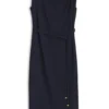Midi-length dress with gathered shoulder detail Midi-length dress with gathered shoulder detail