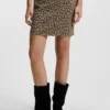 Mini skirt with leopard jacquard