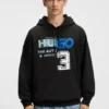 Mixed-artwork hoodie in cotton terry