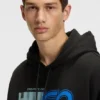Mixed-artwork hoodie in cotton terry