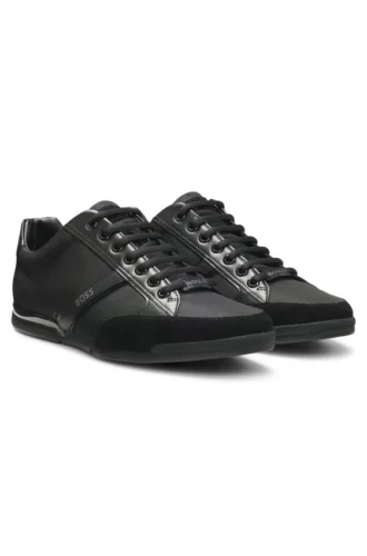 Mixed-material sneakers with suede and faux leather