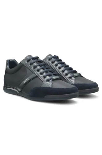 Mixed-material sneakers with suede and faux leather