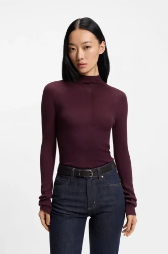 Mixed-ribbing sweater in virgin wool
