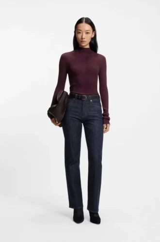 Mixed-ribbing sweater in virgin wool